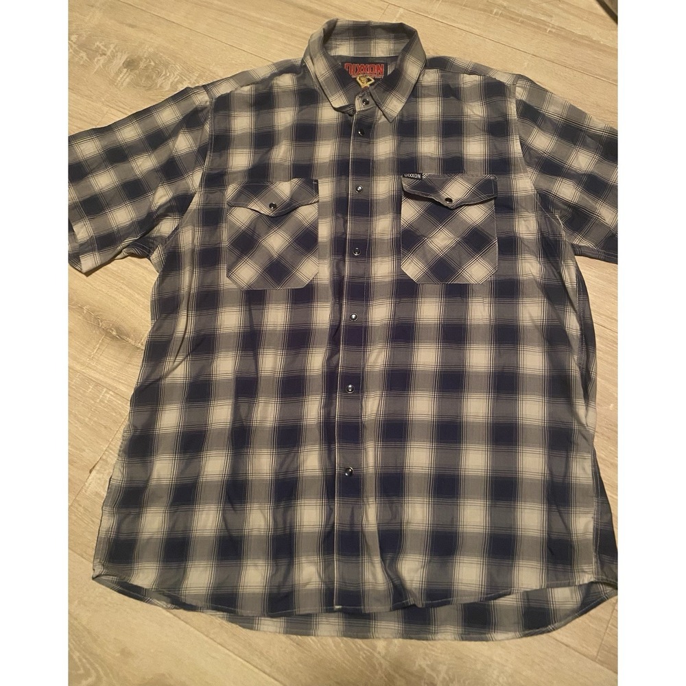 Dixxon Marshall Bamboo Blend Plaid Snap Front Short Sleeve Shirt Men's 2XL
